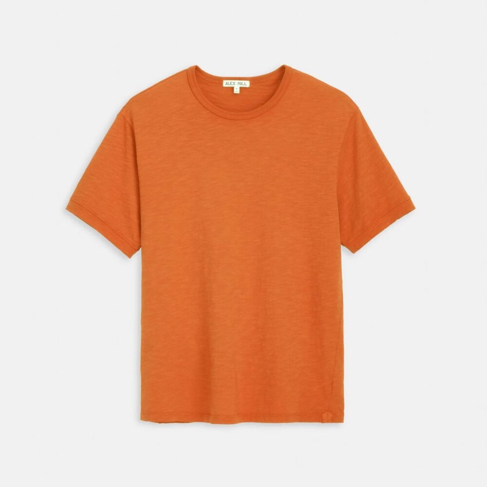 Alex Mill | The Standard T-Shirt In Slub Cotton - Burnt Orange / Sz S - Picture 2 of 11